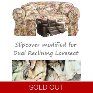 Dual Reclining LOVESEAT Slipcover Shabby Victorian Floral Sure Fit